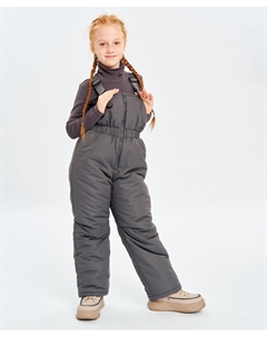 Полукомбинезон зимний водоотталкивающий на бретелях серый детский Button blue