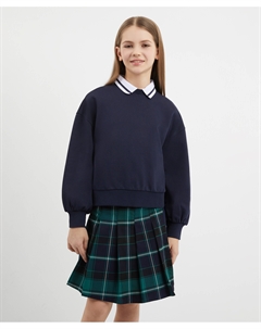 Толстовка со съёмным воротником синий для девочки Gulliver