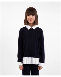 Лонгслив с имитацией многослойности синий Gulliver