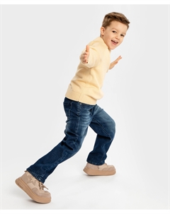 Джинсы утепленные прямые с эффектом варки синие детские Button blue