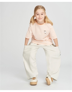 Брюки карго для девочки серые с карманами и нашивкой Button blue