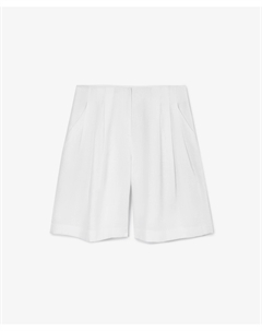 Шорты льняные А-образной формы длины чуть выше колен белые Glvr