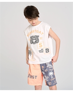 Майка для мальчика белая с принтом Button blue