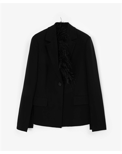 Пиджак со щлицами на рукавах и съемными страусиными перьями на лацкане черный Glvr