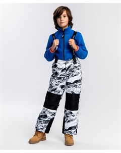 Брюки утепленные с подтяжками и принтом Button blue