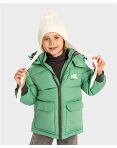 Шапка бини с ушками на завязках и с помпоном утепленная молочная детская Button blue