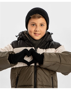 Перчатки вязаные черные детские Button blue