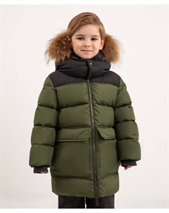 Пальто зимнее стёганое на натуральном пуху зелёное для мальчика Roberto moretti