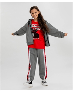 Худи с капюшоном с принтом на молнии серое для девочки Button blue