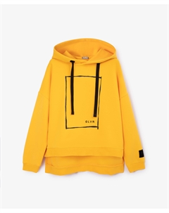Толстовка силуэта оверсайз с заниженной линией спинки желтая для девочки Gulliver