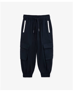 Брюки-джоггеры для мальчика текстильные с карманами-карго синие Gulliver