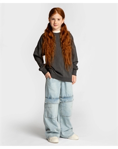 Джинсы багги широкие с карманами на коленях голубые детские Button blue