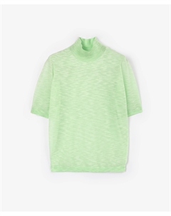 Водолазка тонкая вязаная с коротким рукавом салатовая Glvr