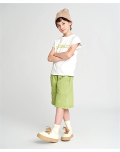 Шорты для мальчика зеленые ниже колен с поясом на резинке Button blue
