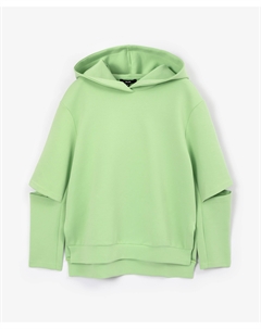 Худи силуэта оверсайз с разрезами в локтевой зоне салатовое Glvr