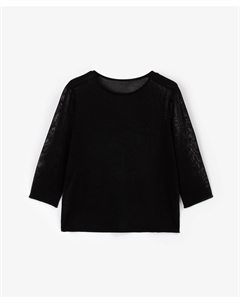 Джемпер тонкий вязаный полуприлегающего силуэта с рукавами 3/4 черный Glvr