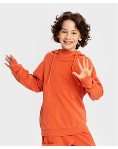 Толстовка нераспашная с капюшоном и карманами оранжевая детская Button blue