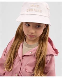 Панама текстильная для девочки с карманом белая Gulliver