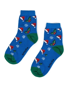 Носки с новогодним декором синие Button blue