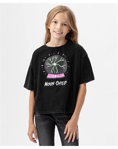 Футболка со спущенным рукавом и принтом серая Button blue