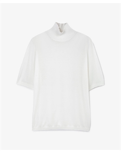 Водолазка тонкая вязаная с коротким рукавом полуприлегающего силуэта белая Glvr