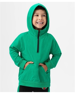 Худи с застежкой на молнию и карманом-кенгуру зеленое Button blue