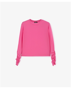 Лонгслив из тонкой пластичной сетки розовый для девочки Gulliver