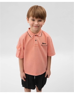 Поло для мальчика из пике с принтом терракотовое Gulliver