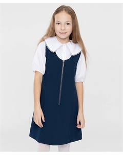 Сарафан с молнией синий из плотного трикотажа Button blue