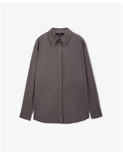 Рубашка из экозамши силуэта оверсайз серая Glvr