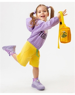 Шорты трикотажные хлопковые с карманами и завязками желтые для девочки Button blue