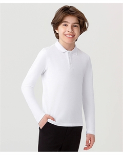 Футболка-поло с длинными рукавами для мальчика белая Button blue