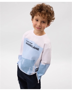 Лонгслив для мальчика с принтом белый Gulliver