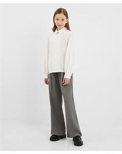 Брюки трикотажные с поясом на резинке серые для девочки Gulliver