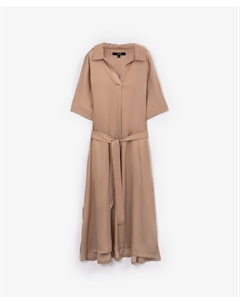 Платье трапециевидного силуэта с поясом бежевое Glvr