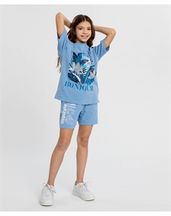 Шорты с принтом голубые для девочки Button blue
