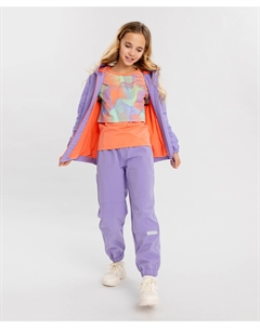 Брюки-джоггеры с поясом на резинке фиолетовые для девочки Button blue