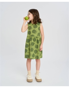 Сарафан для девочки зеленый оверсайз с принтом Button blue