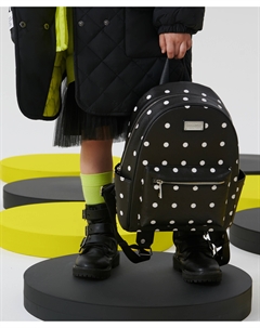 Рюкзак из искусственной кожи в горох чёрный для девочки Gulliver