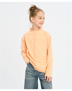Лонгслив оранжевый для девочки с внешними швами Button blue