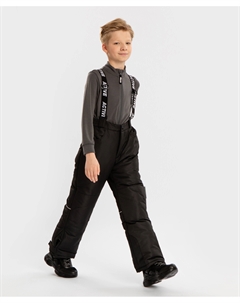 Брюки зимние утепленные со съемными подтяжками черные детские Button blue