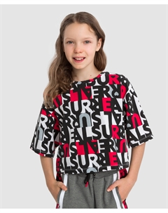 Футболка укороченная с принтом мультицвет для девочки Button blue