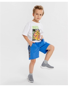 Шорты с лампасами и шрифтовым принтом синие для мальчика Button blue