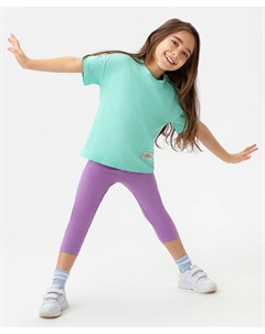 Лосины светло-фиолетовые с принтом Button blue