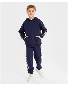 Толстовка нераспашная с сине-белыми лампасами синяя Button blue