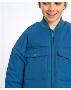 Бомбер детский демисезонный оверсайз синий Button blue