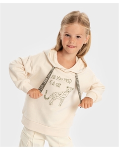 Худи с капюшоном и принтом молочное для девочки Button blue