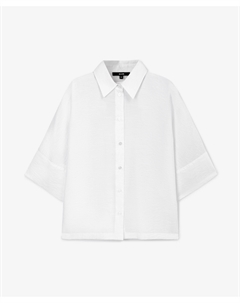 Блузка силуэта оверсайз с рукавами кимоно 3/4 белая Glvr