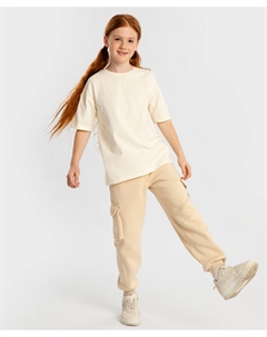 Футболка базовая с коротким рукавом и принтом молочная детская Button blue