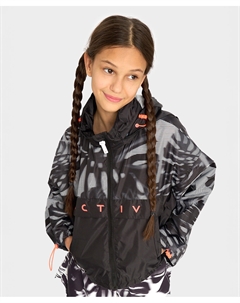 Ветровка для девочки непромокаемая с капюшоном черная Button blue